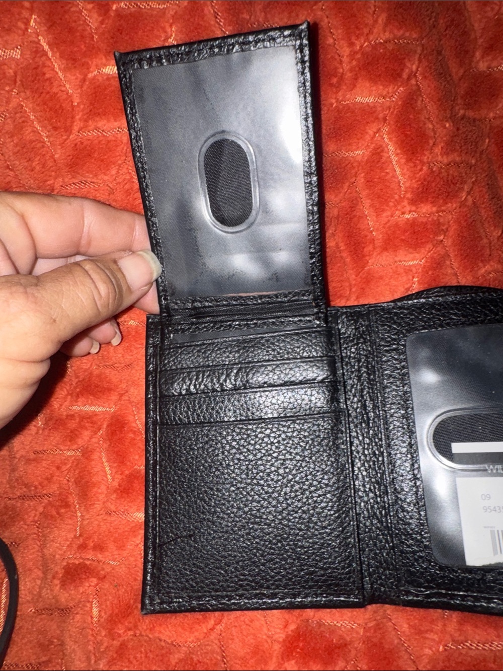 NWT Wilsons Leather Black Trifold Wallet – Genuine Pebble Leather ID Window & Zi - Picture 3 of 9